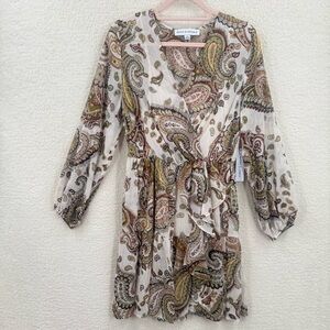 Emma & Michele Paisley Long Sleeve Dress Size M New with tag